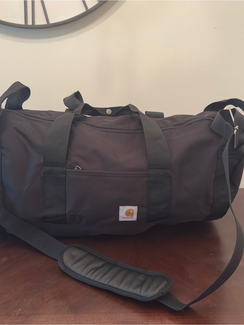 Carhartt Black Canvas Duffel with Adjustable Shoulder Strap